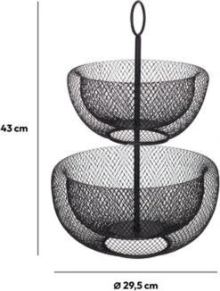 Dubbele Etagere Fruitschaal/fruitmand Rond Zwart Metaal 30 X 43 Cm - Fruitschalen/fruitmanden - Draadmand Van Metaal -Merkloos Verkoopwinkel 910x1200 3