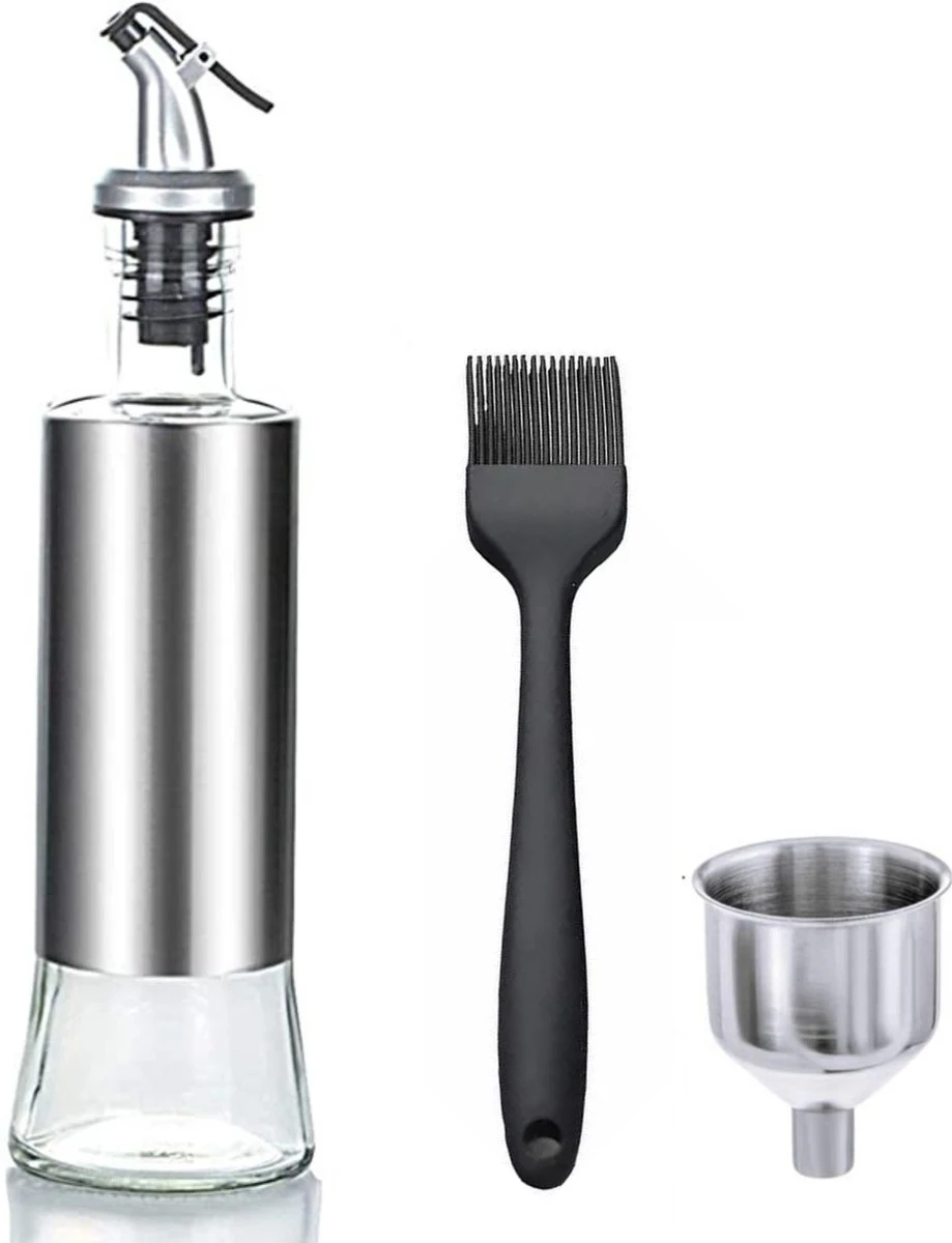 BooGoo® - RVS Oliefles Deluxe - Oliefles Met Schenktuit En Accessoires - Olijfolie Fles - Olie Fles Glas 2 BooGoo® - RVS Oliefles Deluxe - Oliefles Met Schenktuit En Accessoires - Olijfolie Fles - Olie Fles Glas - Afbeelding 2