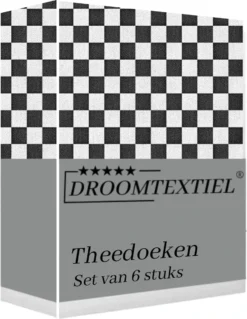 Droomtexiel® Horeca Kwaliteit Katoenen Theedoeken & Keukendoeken Set - 6x Theedoeken + 6x Keukendoeken - Zwart Wit - -Merkloos Verkoopwinkel 929x1200 2