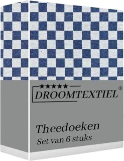 Droomtexiel® Horeca Kwaliteit Katoenen Theedoeken Set - 6x Theedoeken - Blauw Wit + Gratis 6 Keukendoeken T.w.v €22,95 -Merkloos Verkoopwinkel 929x1200