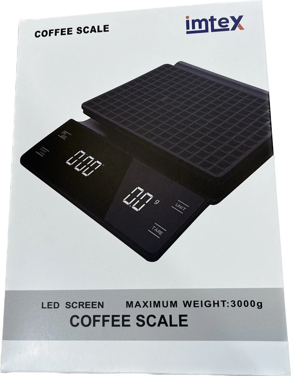 IMTEX - Keukenweegschaal - Koffie Scale - Met Timer - LED Scherm - 3000 Gram - 3 Kilo - Zwart 6 IMTEX - Keukenweegschaal - Koffie Scale - Met Timer - LED Scherm - 3000 Gram - 3 Kilo - Zwart - Afbeelding 6
