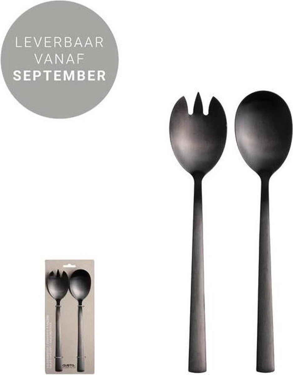 CasaLupo Saladebestek Zwart - 2 Stuks 1 CasaLupo Saladebestek Zwart - 2 Stuks