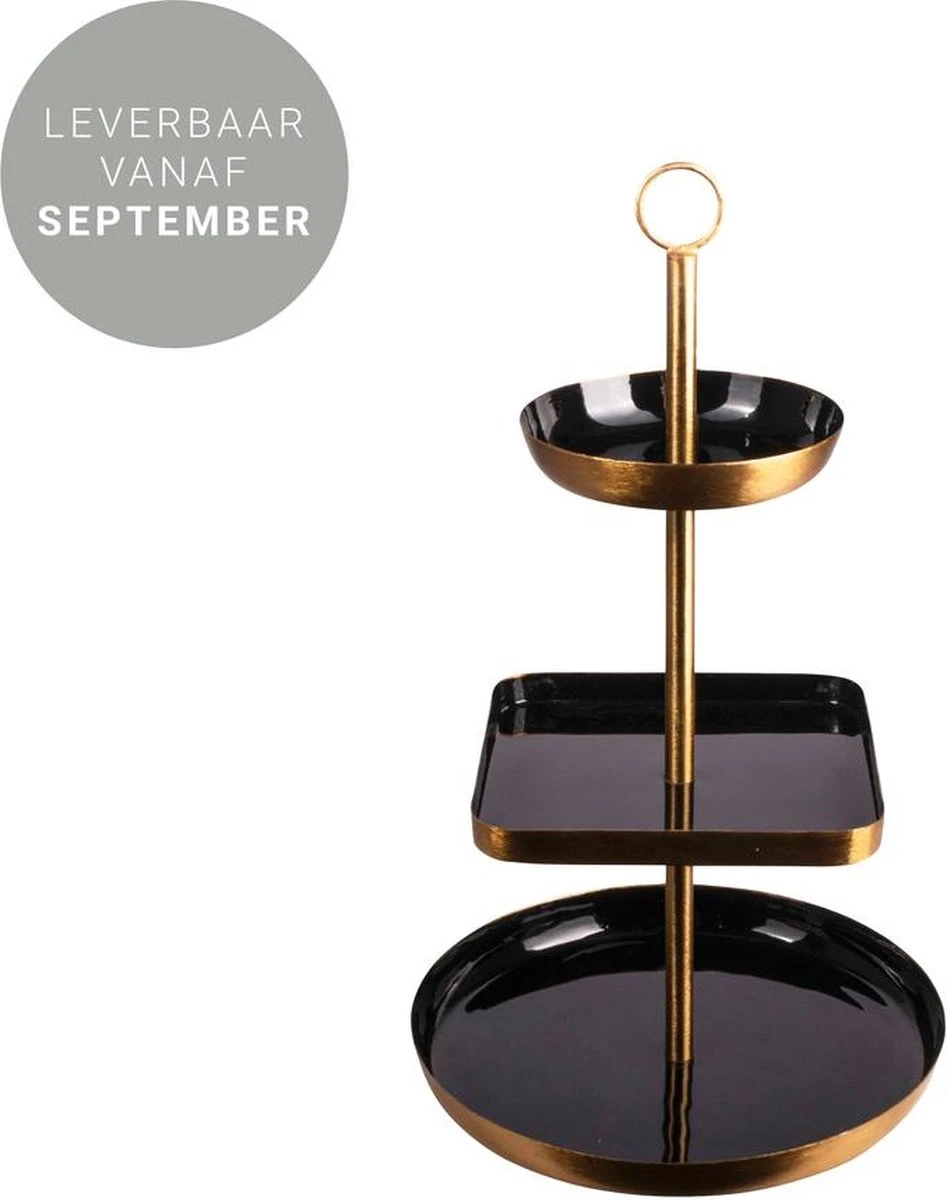 CasaLupo Etagere / Serveertoren Gusta - Zwart / Goud - Metaal 3 CasaLupo Etagere / Serveertoren Gusta - Zwart / Goud - Metaal - Afbeelding 3