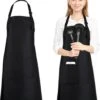 Keukenschort - Zwart - Kookschort - Schort - Restaurant - Met 2 Zakken En Verstelbaar Koord - Voor Mannen En Vrouwen - BBQ - Waterbestendig - Multifunctioneel