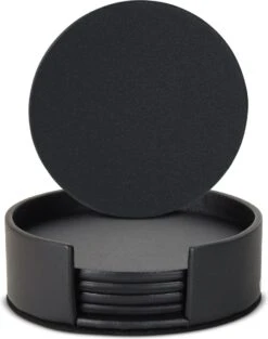 Castagnola Lederen Onderzetters Met Houder – Onderzetters Voor Glazen – Onderzetters Design – Onderzettersset – Drink Onderzetters – Leder – Leren Onderzetters – Set Van 6 – Zwart -Merkloos Verkoopwinkel 948x1200 5