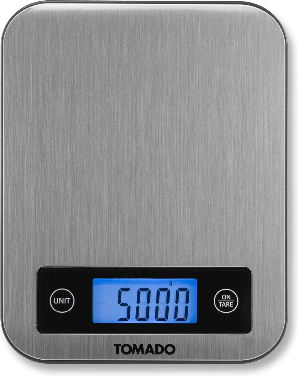 Tomado TKS0101S - Digitale Precisie Keukenweegschaal - Weegvermogen Tot 10 KG - Incl. Batterijen - RVS 3 Tomado TKS0101S - Digitale Precisie Keukenweegschaal - Weegvermogen Tot 10 KG - Incl. Batterijen - RVS - Afbeelding 3