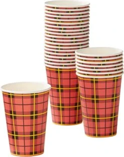Merkloos Kartonnen Koffiebeker Schotse Ruit 180ml Pak á 100st