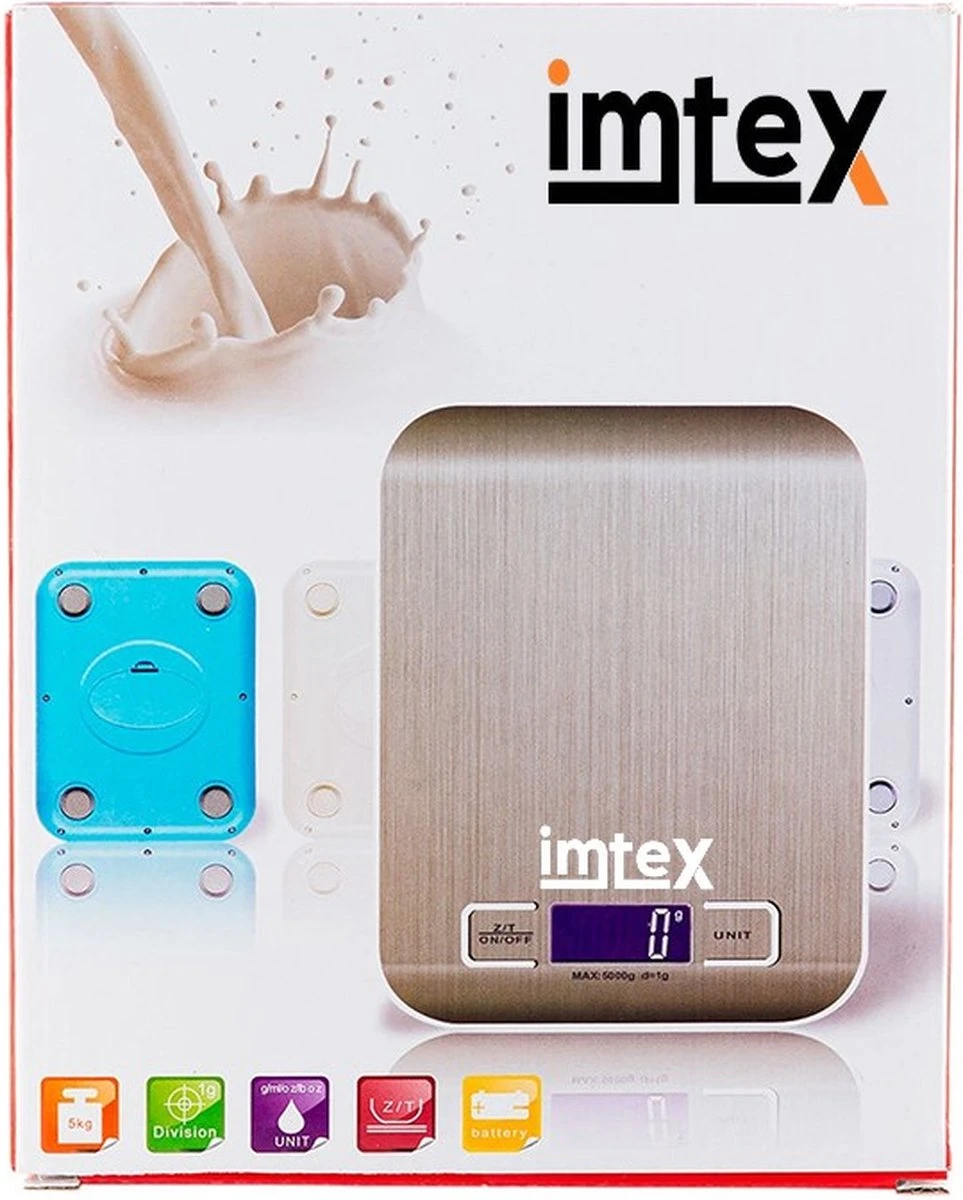 Imtex Digitale Precisie Keukenweegschaal - Tot 5000 Gram (5kg) - RVS Rosé 7 Imtex Digitale Precisie Keukenweegschaal - Tot 5000 Gram (5kg) - RVS Rosé - Afbeelding 7