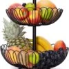 Chefarone Fruit Etagère 2 Laags - Fruitmand Metaal - Fruitschaal - Groentemand - Opberger - Zwart
