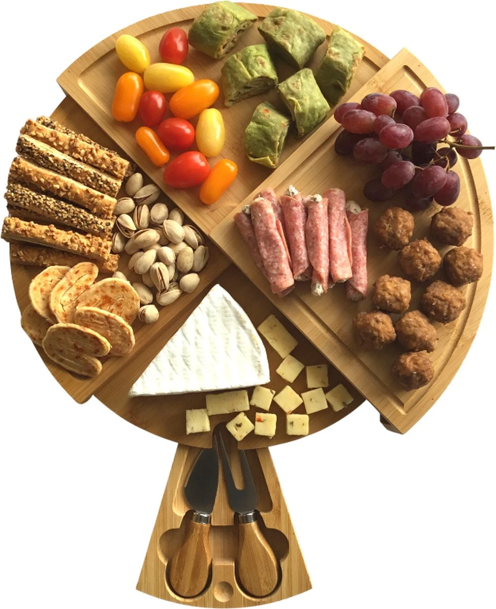 Jarif - Borrelplank - Tapasplank - Kaasplank - Serveerplank - Uitschuifbaar - Bamboe - Met Rvs Mesjes - 36 Cm 7 Jarif - Borrelplank - Tapasplank - Kaasplank - Serveerplank - Uitschuifbaar - Bamboe - Met Rvs Mesjes - 36 Cm - Afbeelding 7