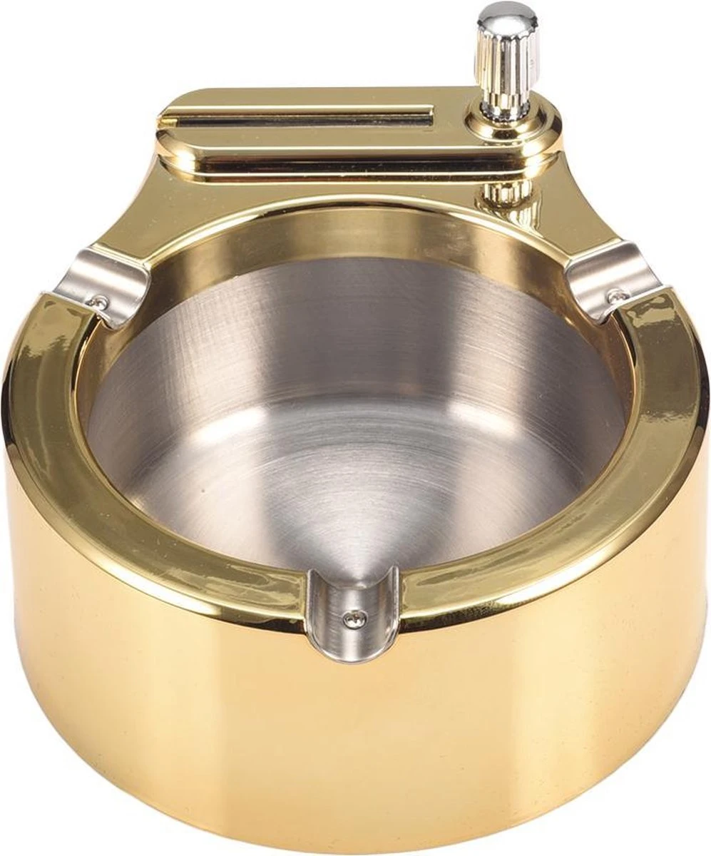 Boscer® Asbak Met Aansteker | Goud RVS | Aansteker Kerosine | Sigarettenhouder | Luxe Asbak | Aansteker | Vuursteen 3 Boscer® Asbak Met Aansteker | Goud RVS | Aansteker Kerosine | Sigarettenhouder | Luxe Asbak | Aansteker | Vuursteen - Afbeelding 3